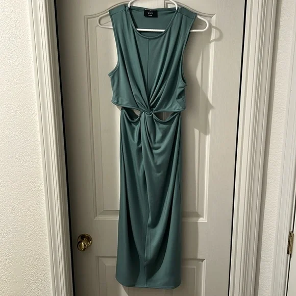 Vici - Bernadette Cutout Twist Knit Midi Dress, Sea Green, Womens Large Vici - Bernadette Cutout Twist Knit Midi Dress, Sea Green, Womens Large
